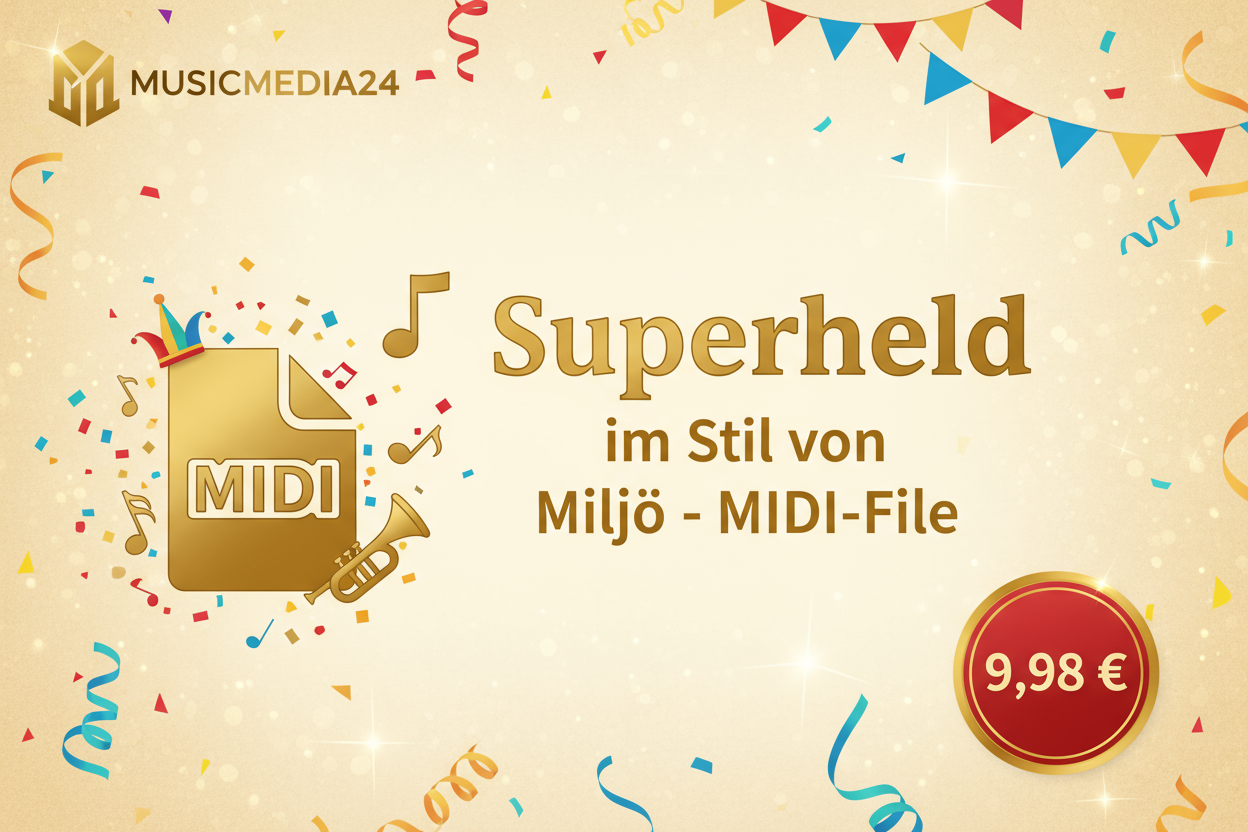 Superheld MIDI-File - im Stil von Miljö - Karneval-Hit für Alleinunterhalter