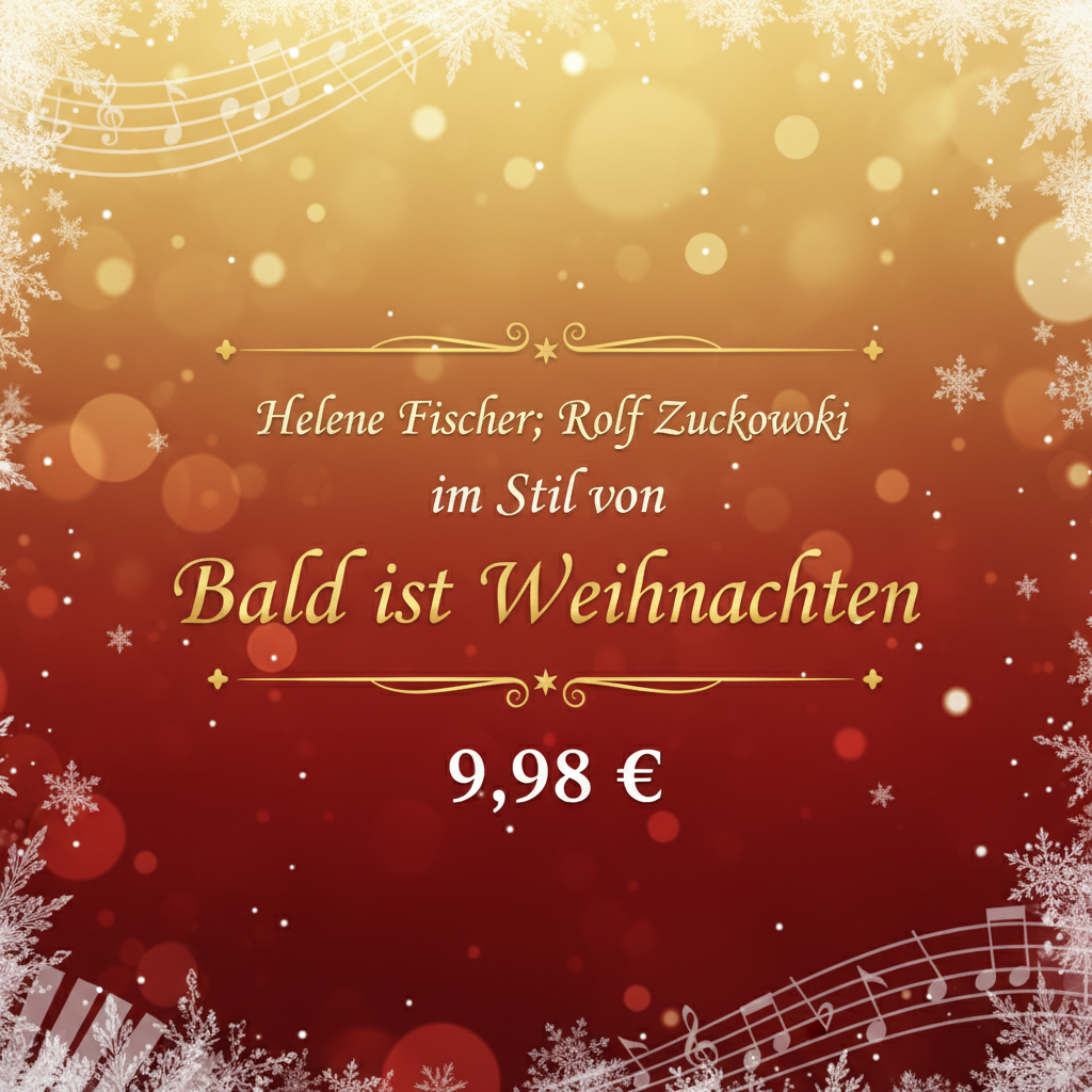 Bald ist Weihnachten MIDI-File - Weihnachtsklassiker im Stil von Helene Fischer und Rolf Zuckowski, professionelles Playback für Alleinunterhalter und Musiker, sofort als Download verfügbar