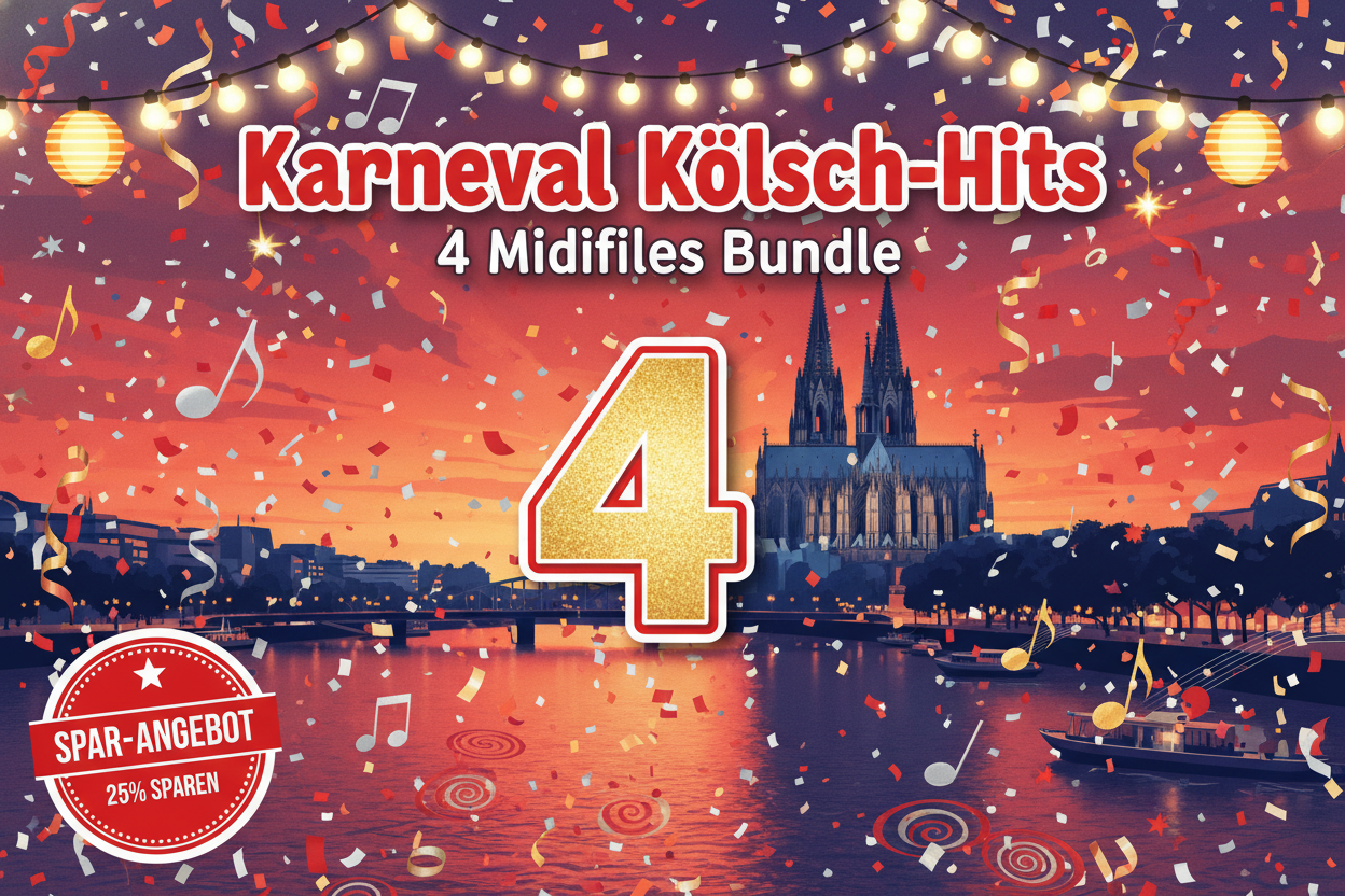 Karneval Kölsch-Hits Bundle - 4 Midifiles im Stil von Höhner, Brings, Rabaue - Spar-Angebot für Karnevalsmusik